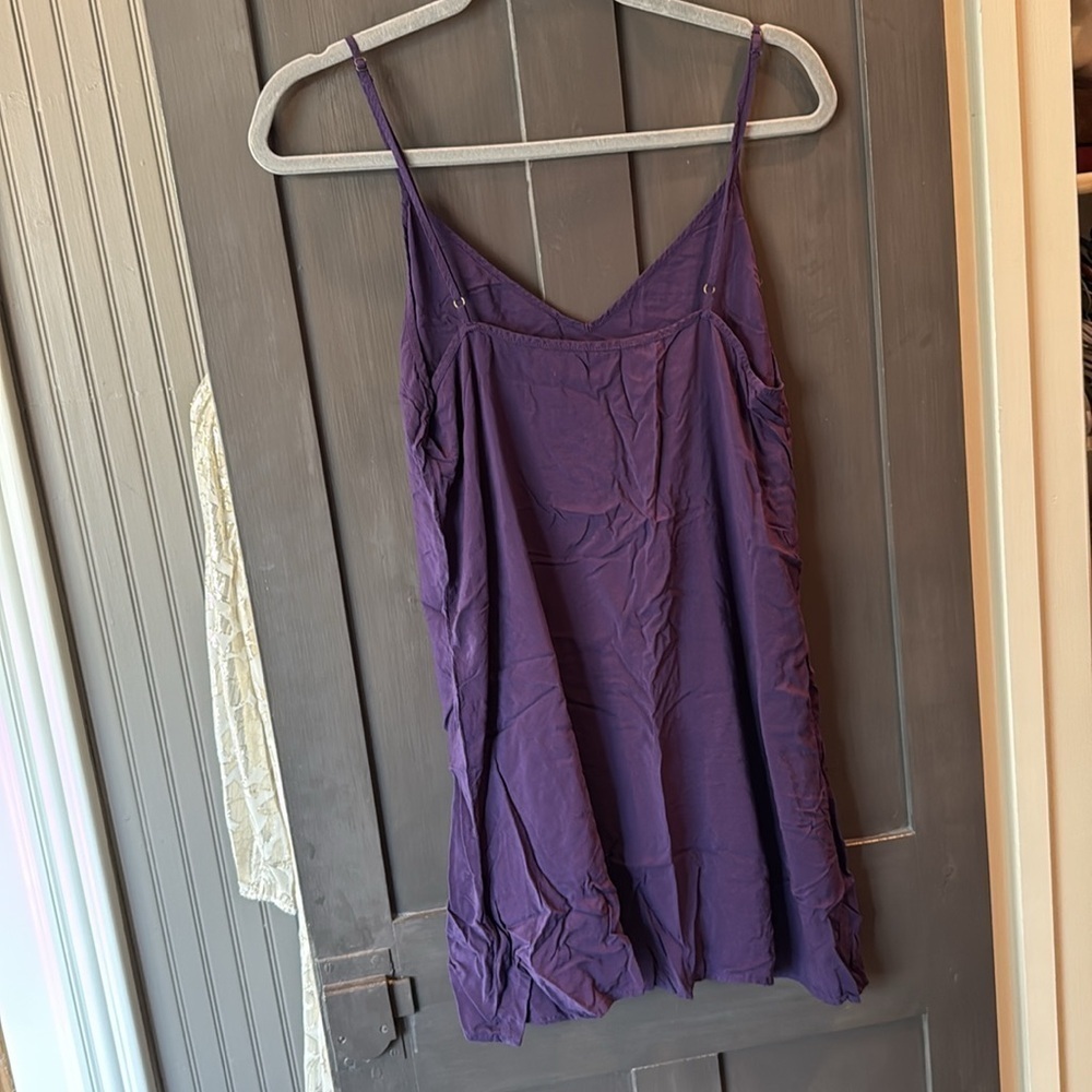 Free People Ibiza Nights Purple Floral Mini Dress Button Up Size Large - Picture 7 of 7
